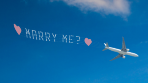 Marry me written in the sky