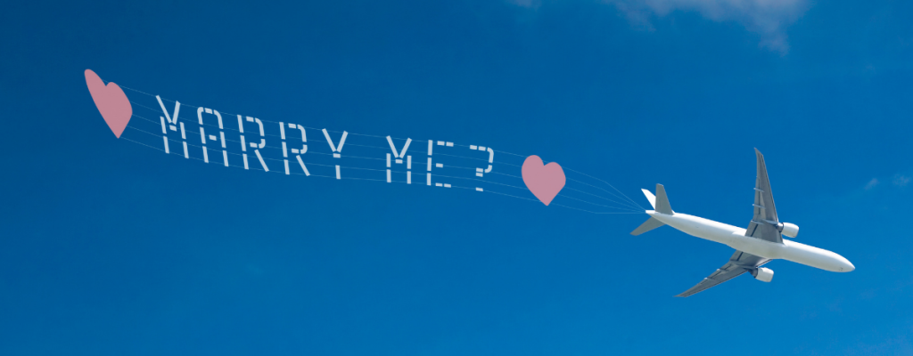 Marry me written in the sky